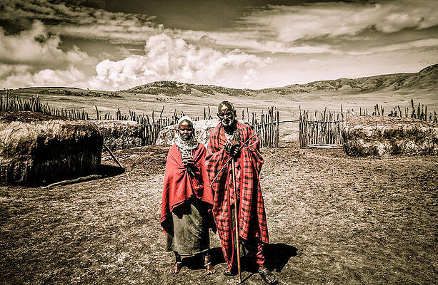 Tanzania Wall Art featuring the photograph Maasai Father Daughter Ngorongoro Tanzania 4198 by Neptune Images