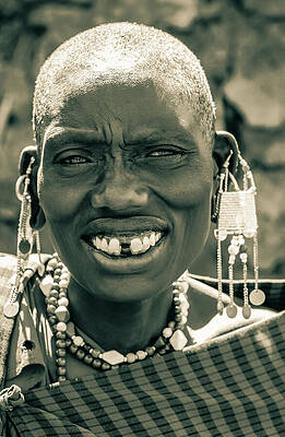 Tanzania Wall Art featuring the photograph Maasai Woman Ngorongoro Tanzania 4216 by Neptune Images