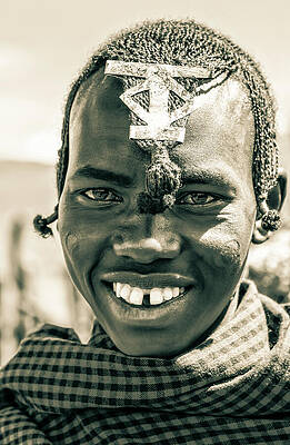 Tanzania Wall Art featuring the photograph Portrait Young African Maasai 4220 by Neptune Imags
