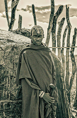 Tanzania Wall Art featuring the photograph Young Maasai Warrior 4224 by Neptune Images