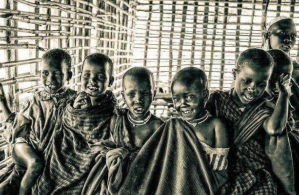 Tanzania Wall Art featuring the photograph Maasai Children 4239 by Neptune Images