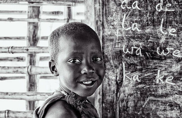Tanzania Wall Art featuring the photograph Maasai Child Village School Ngorongoro 4269 by Neptune Images