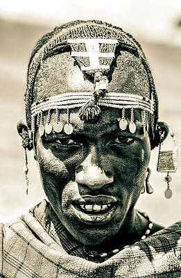 Tanzania Wall Art featuring the photograph Portrait Maasai Warrior 4285 by Neptune Images