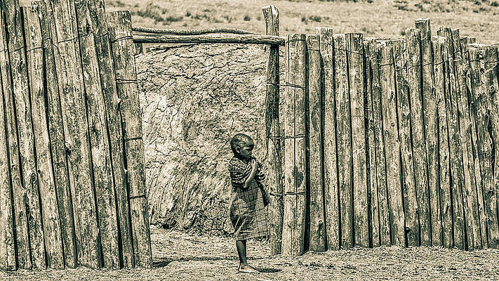 Tanzania Wall Art featuring the photograph Portrait Maasai Toddler Ngorongoro Tanzania 4313 by Neptune Images