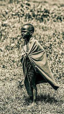 Tanzania Wall Art featuring the photograph Portrait Maasai Child Ngorongoro Africa 4323 by Neptune Images