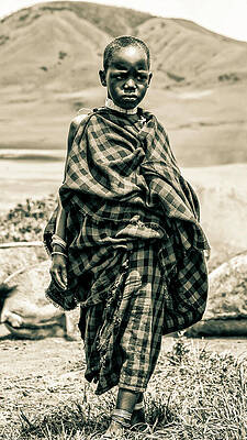 Tanzania Wall Art featuring the photograph Portrait Maasai Child Tanzania 4328 by Neptune Images