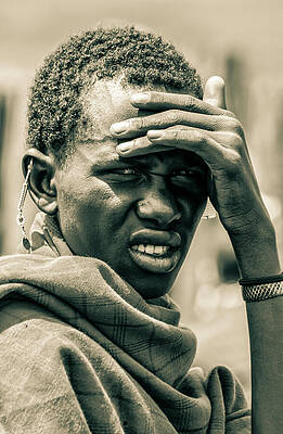 Tanzania Wall Art featuring the photograph Portrait Tanzania Maasai Warrior 4332 by Neptune Images