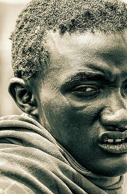 Tanzania Wall Art featuring the photograph 4345 Portrait Maasai Warrior Ngorongoro by Neptune Images