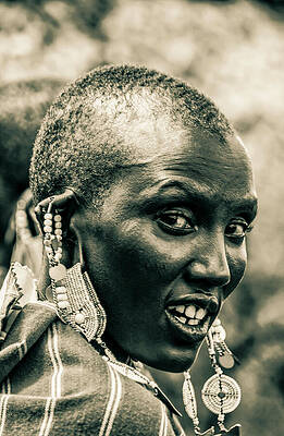 Tanzania Wall Art featuring the photograph 4351 Maasai Warrior Ngorongoro Tanzania 4351 by Neptune Images