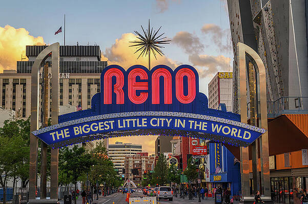 Vintage Wall Art featuring the photograph Reno The Biggest Little City In The World Arch Sign In Downtown Reno, Nevada #5 by Miroslav Liska