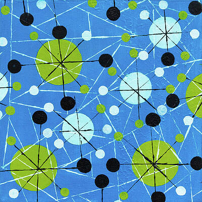 Wall Art featuring the painting Sputnik Retro Abstract #5 by Seeables Visual Arts