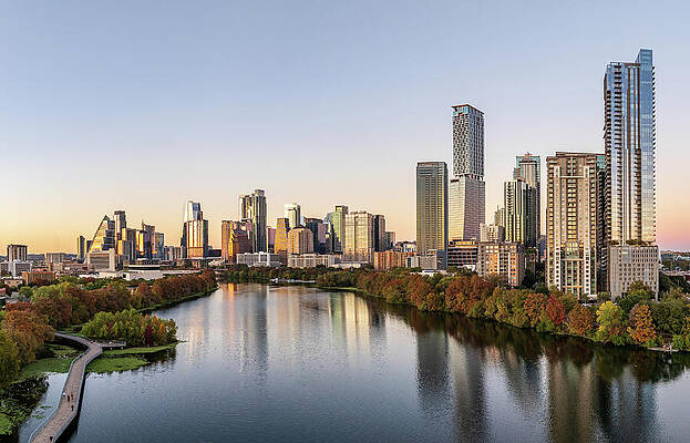 Austin City Skyline at Sunset Wall Art