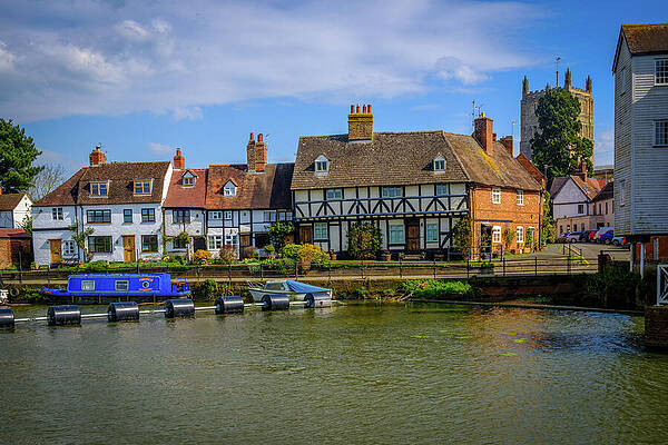 Charming Riverside Village Scene Wall Art