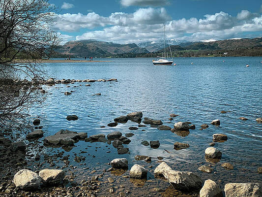 Serene Lake with Distant Mountains Photograph