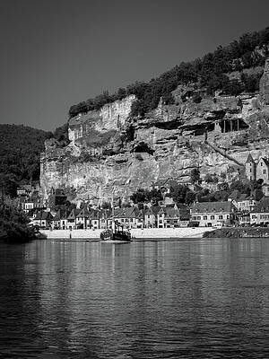 Charming Riverside Village with Cliffs Photograph