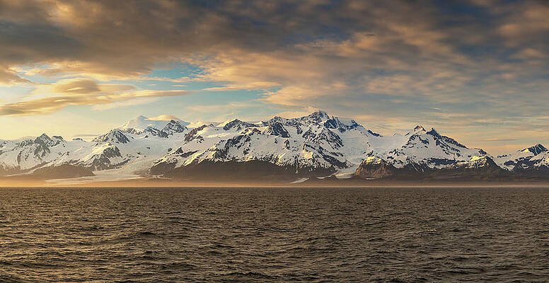 Wall Art featuring the photograph Sunset By Mt Fairweather And The Glacier Bay National Park In Al #6 by Steven Heap