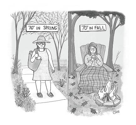 Outdoors Drawing - 70 Degrees Spring Or Fall by Caitlin Cass