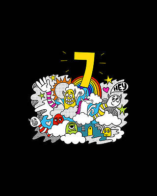 Cool Wall Art featuring the digital art 7th Birthday Monsters Unicorn by Flippin Sweet Gear