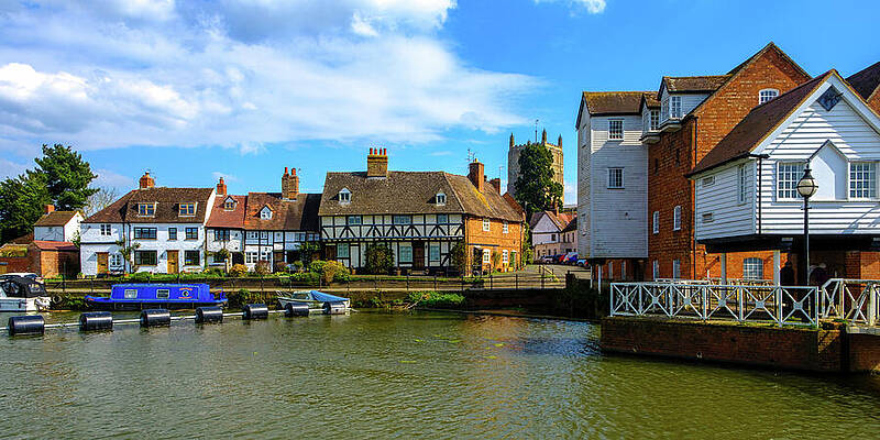 Charming Riverside Village Scene Wall Art