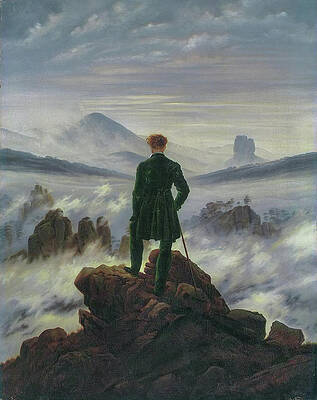 Wanderer in Mountainous Fog Painting