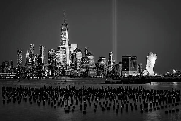 Wall Art featuring the photograph 911 Never Forget BW by Susan Candelario