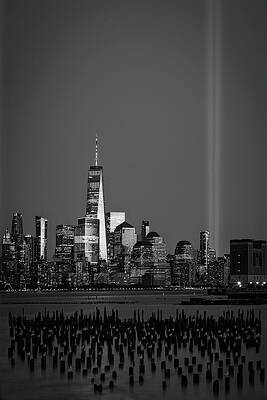 Wall Art featuring the photograph 911 NYC Never Forget BW by Susan Candelario
