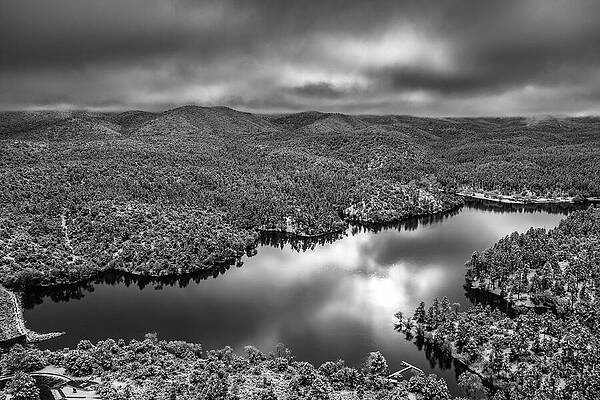 Lake Wall Art featuring the photograph A Batman Christmas Black And White by Matt Halvorson