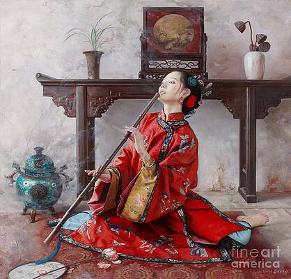 Emotional Wall Art featuring the painting A Blow-Up Of The Fragrance Shadow by Mingyue Wang