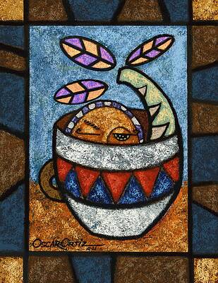 Blue Wall Art featuring the painting A Bright New Day by Oscar Ortiz