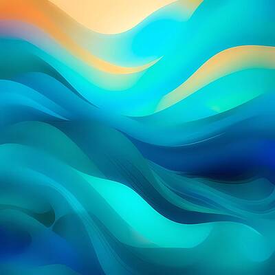 Abstract Wall Art featuring the digital art A Calming Abstract Image With Cool Colors And Smooth Lines by Andre Petrov