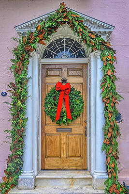 Festive Doorway with Wreath Wall Art