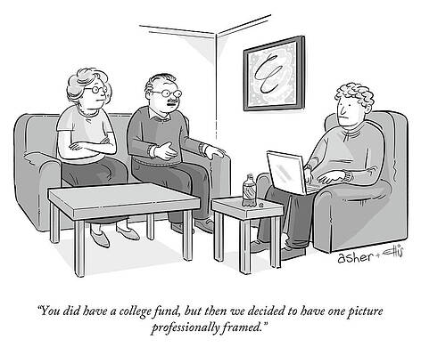 Teen Wall Art featuring the drawing A College Fund by Ellis Rosen and Asher Perlman