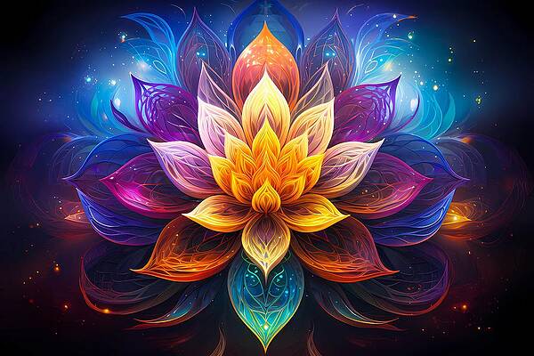 Geometric Wall Art featuring the digital art A Colorful Fractal Artwork Of The Essence Of Life No 3 by Andre Petrov