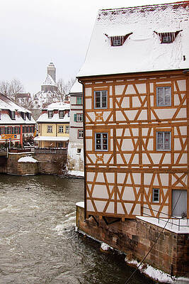 Wall Art featuring the photograph A Corner Of The Medieval Bamberg At Wintertime by Tatiana Travelways
