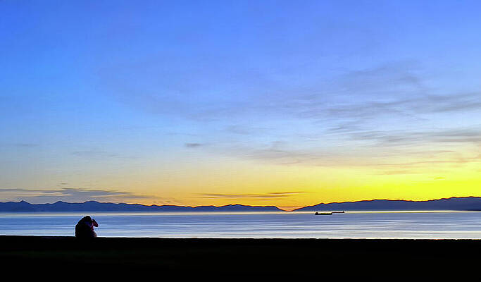 Wall Art featuring the photograph A Couple And The Sunset by Joe Schofield
