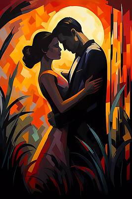 Bold Digital Art - A Couple In A Romantic Embrace No 3 by Andre Petrov