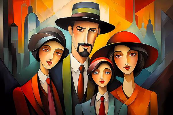 Geometric Wall Art featuring the digital art A Cubist Interpretation Of A Family Portrait No 1 by Andre Petrov