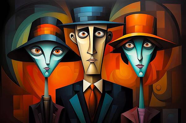 Geometric Wall Art featuring the digital art A Cubist Interpretation Of A Family Portrait No 2 by Andre Petrov