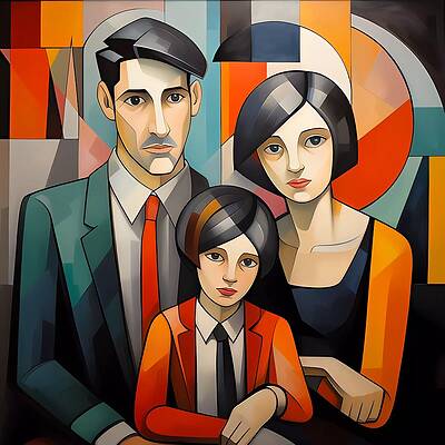Geometric Wall Art featuring the digital art A Cubist Interpretation Of A Family Portrait No 3 by Andre Petrov