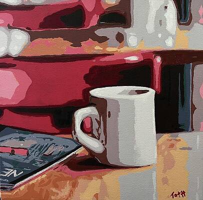 Painting - A Cup Of Coffee And The New Yorker by Laura Toth