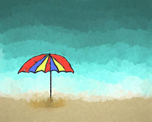 Wall Art featuring the digital art A Day At The Beach by Alison Frank