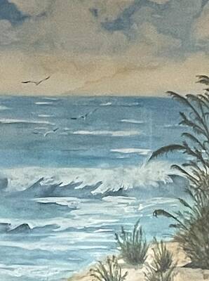 Serene Painting - A Day At The Beach by Judy Strickland