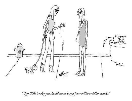 Ground Drawing - A Four Million Dollar Watch by Liana Finck