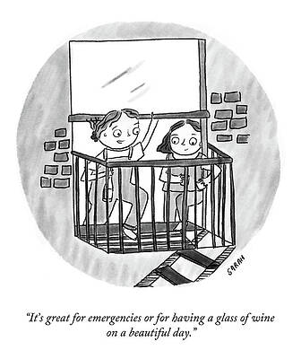 Wine Glass Wall Art featuring the drawing A Glass Of Wine On A Beautiful Day by Sarah Kempa