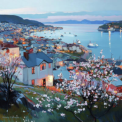 A Hillside Town Aglow by Kaoru Yamada