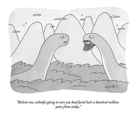 Dinosaurs Wall Art featuring the drawing A Hundred Million Years From Today by Peter C Vey