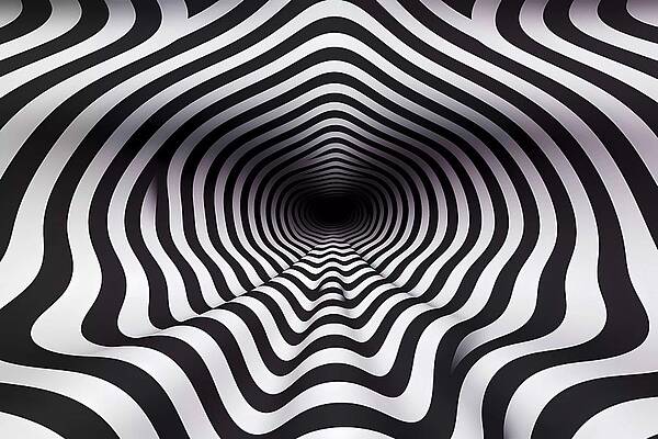 Geometric Wall Art featuring the digital art A Hypnotic Optical Art Design Showcasing Geometric Illusion With Lines And Shapes by Andre Petrov