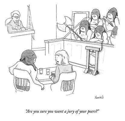 Hood Drawing - A Jury Of Your Peers by Navied Mahdavian