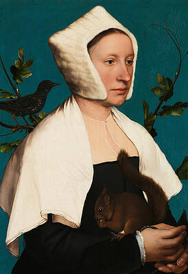 Woman with Squirrel and Bird Wall Art
