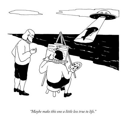 Sea Life Wall Art featuring the drawing A Little Less True To Life by Suerynn Lee